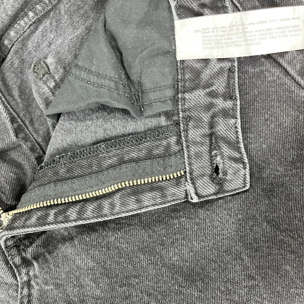 Zara baggy wide leg  Denim Jeans Women 2/26X29 Black High Rise Studded Y2K 90s‎